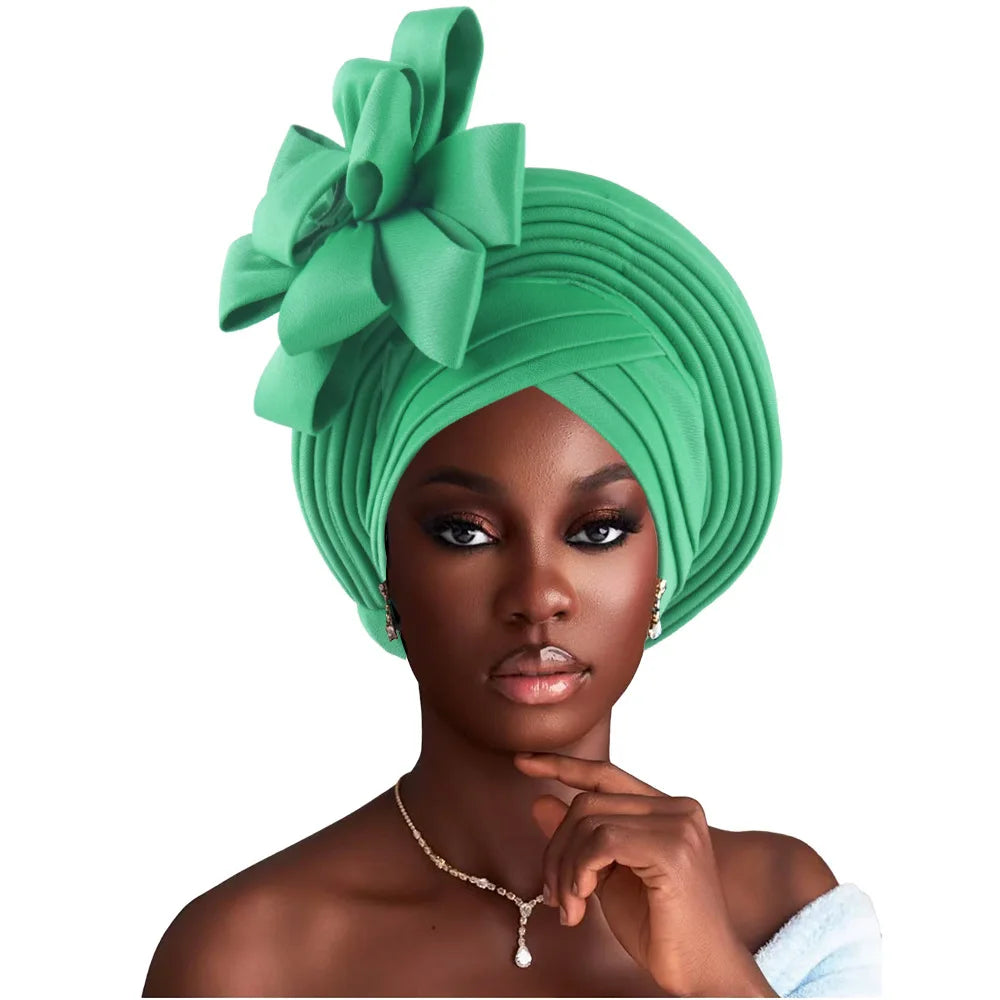 Grande fleur Turban casquette pour femmes élégant Auto Gele couvre-chef dame africaine bandeau Nigeria femme couvre-chef chapeau musulman