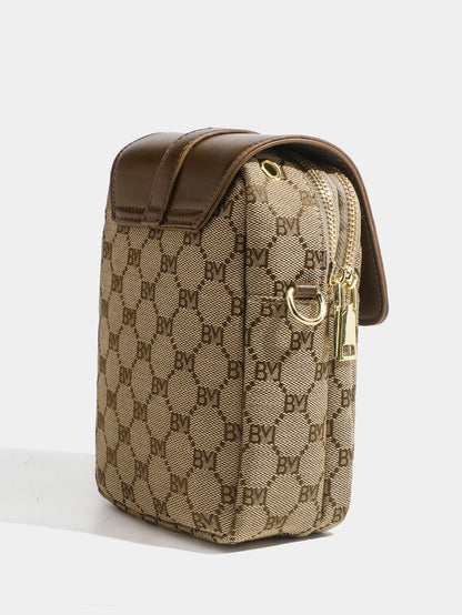 Petit sac rond à croix diagonale à carreaux pour femmes, sac à bandoulière rétro contrasté