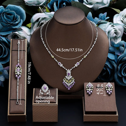 Ensemble de bijoux de mariage avec pendentif exquis, dubaï, pour fête de mariage, ensemble d'accessoires de 4 pièces, nouvelle collection 2024