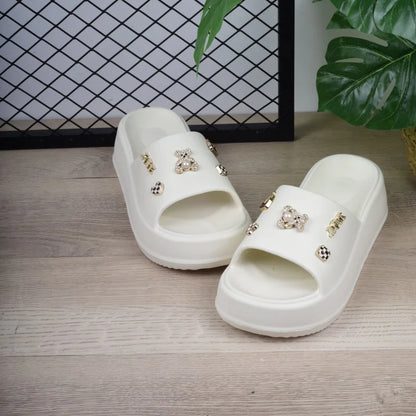 Chaussures de jardin à semelle épaisse pour femmes, accessoires exquis, Design creux décontracté, pantoufles de plage à enfiler