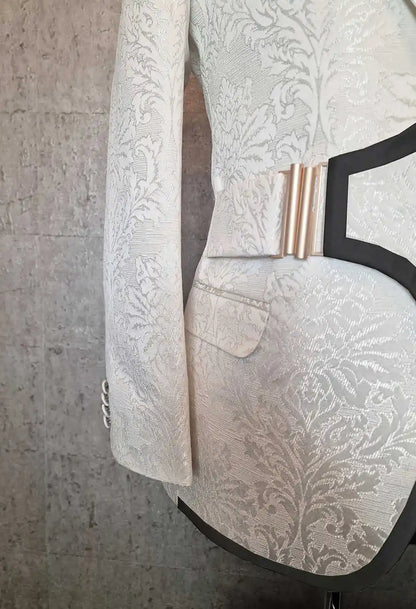 Tuxedos de mariage formel avec boucle perlée Jacquard hommes costumes châle revers 1 pièce ensemble veste beaux blazers de marié personnalisés