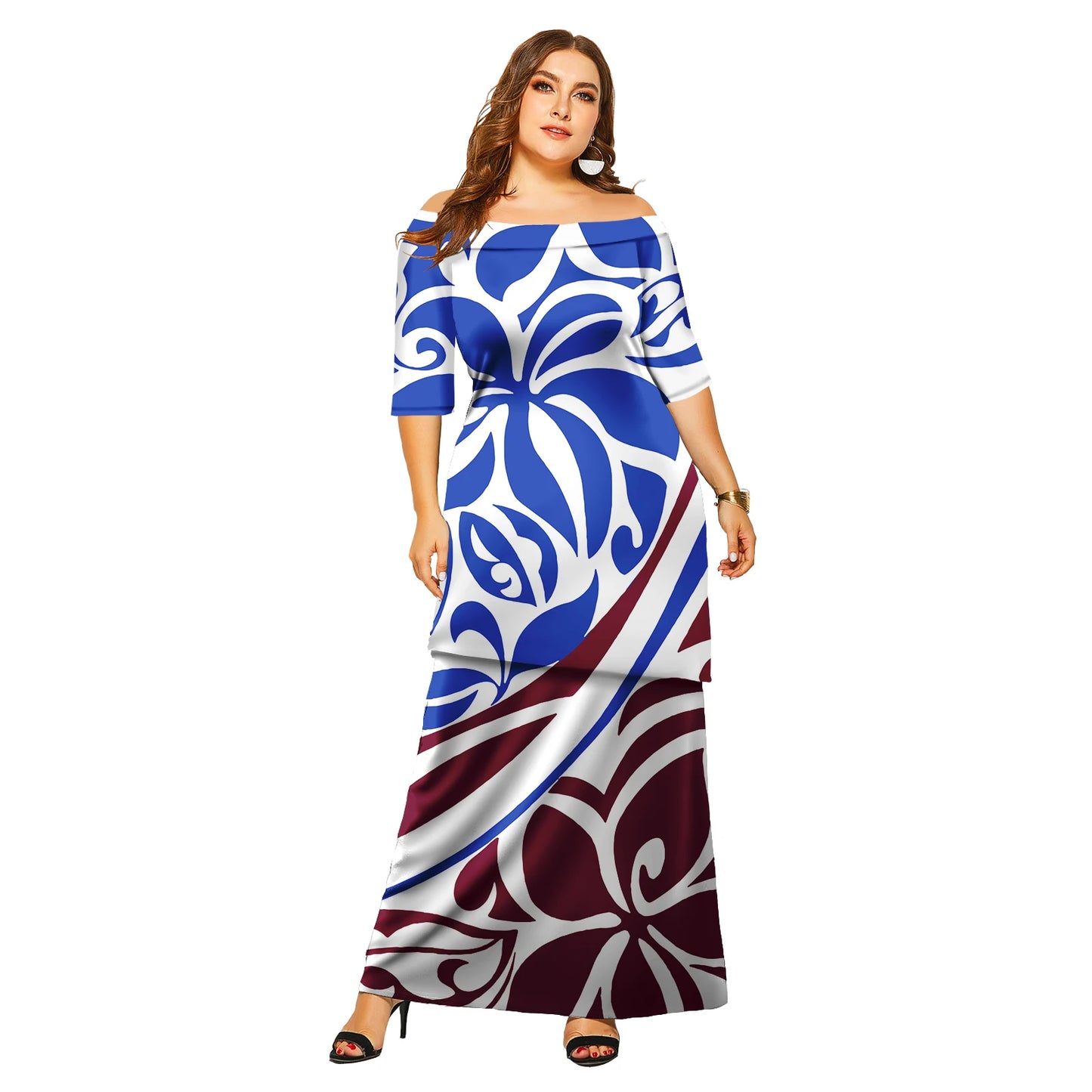 Tapa Tribal Design Tongan Puletasi Ensembles Robe Polynésienne Samoan Grande Taille Femmes Ensemble Deux Pièces