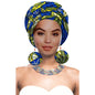 Turbans - bandeaux africains pour femme foulard africain couvre-chef nigérian avec boucle d'oreille assortie Dashiki Ankara cire S20H004