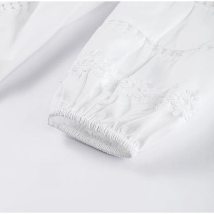 Robe longue en dentelle ajourée pour femmes, élégante, couleur unie, col en v, Patchwork, manches bouffantes, moulante, nouvelle collection printemps 2025