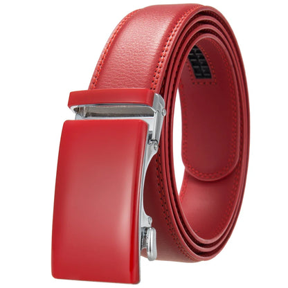 Ceinture de surintendant en cuir de vache véritable pour homme, accessoire de marque, décontracté, automatique, noir, rouge, marron