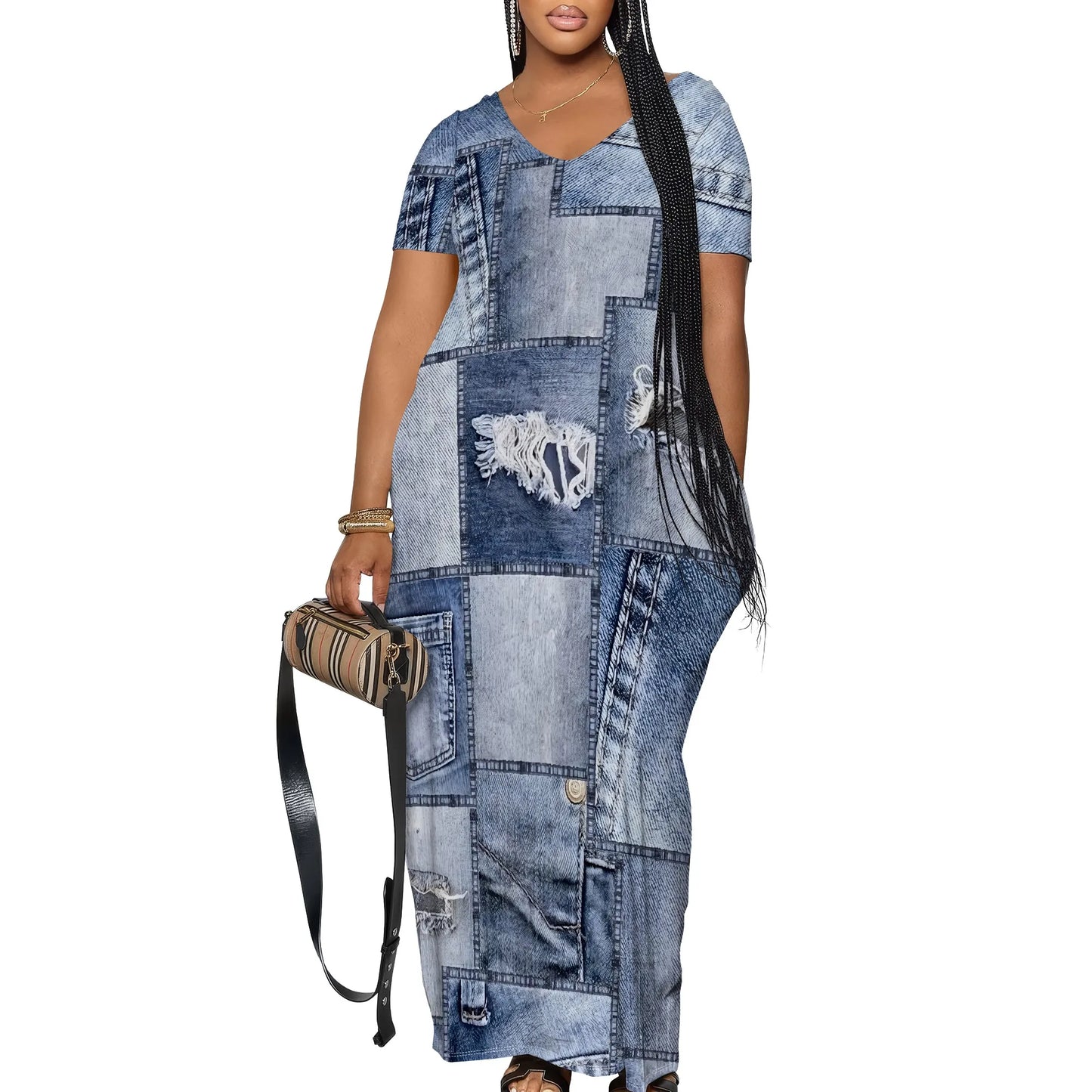 Robe longue décontractée pour femmes, tenue de plage à bretelles, avec poches, été