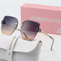 JUNCTURE femmes sans bordure lunettes de soleil Vintage mode oeil de chat lunettes de soleil dégradé dame fête vacances cadeaux lunettes de soleil pour les femmes