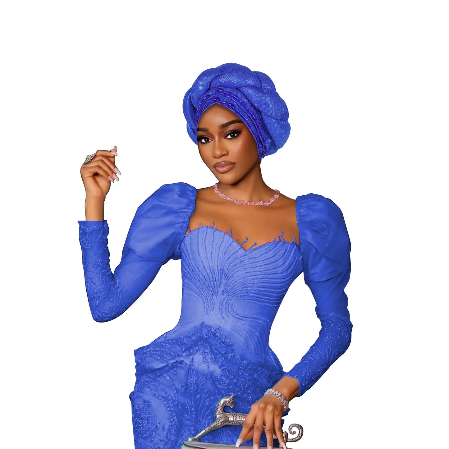 Couvre-chef africain Auto Gele déjà fabriqué, Turban brillant pour femmes, Hijab nigérian tressé, couvre-chef pour fête de mariage