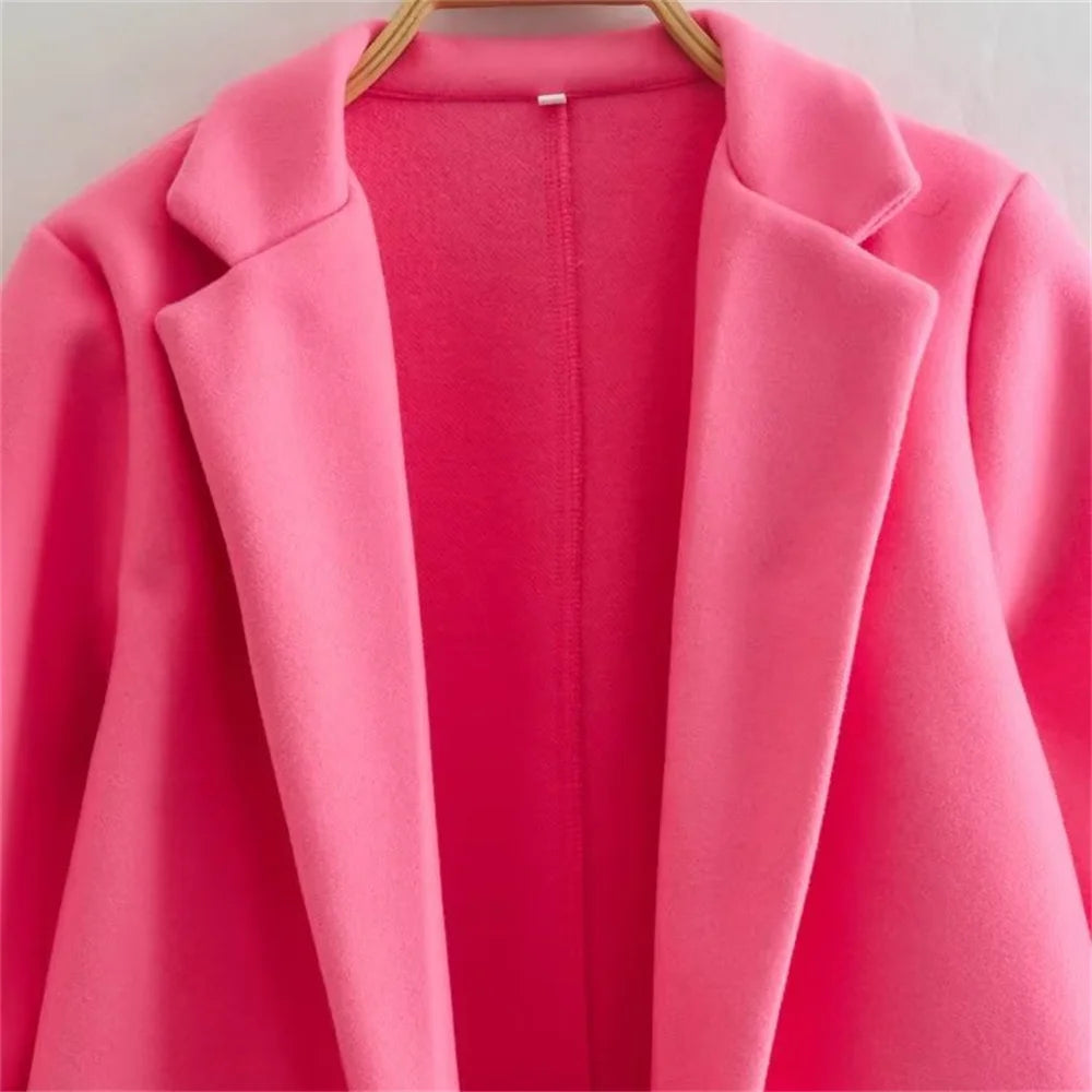 UNIZERA2023-Manteau mi-long pour femme, col trempé, col rabattable, manteau Open Smile, polyvalent, nouveau, automne et hiver