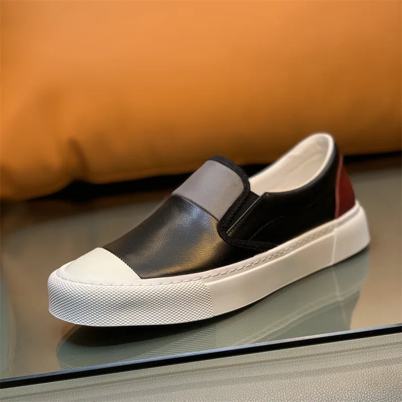 Mocassins plats en cuir véritable pour hommes, chaussures basses respirantes, design de nuit de documents, haute qualité, mode