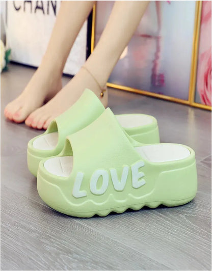 Feerldi nouveau 2025 blanc rose nœud papillon pantoufles femme haute plate-forme EVA diapositives sandales de créateur sabots de plage femmes ascenseur chaussure