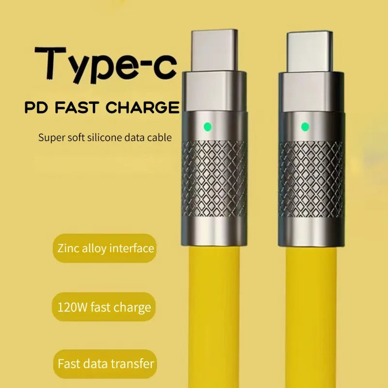 120w 6a Charge Super rapide PD Type C câble en Silicone liquide Charge rapide 1M 2M câble Usb câble de chargeur Usb C à C