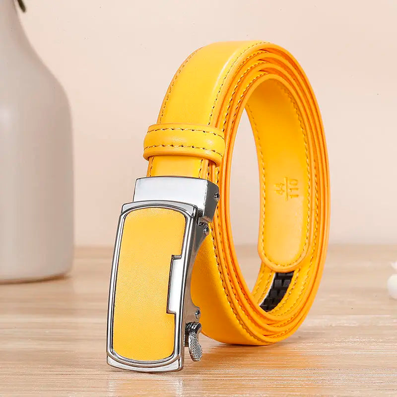 Ceinture de mode coréenne pour femmes, fine, étroite, art, couverture de taille, blanc, orange, bleu, vert, jaune, rouge, designer, ceinture automatique, nouveau