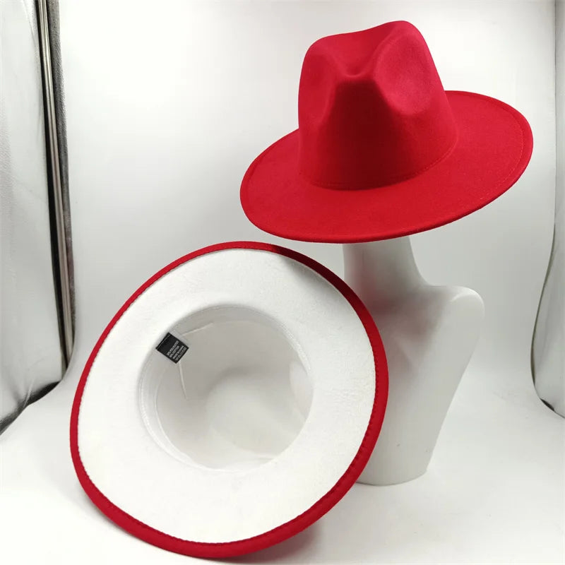 Chapeau Fedora à larges bords pour hommes et femmes, chapeau en feutre ander, chapeau d'église, laine douce, grande taille, DN, britannique, 60cm