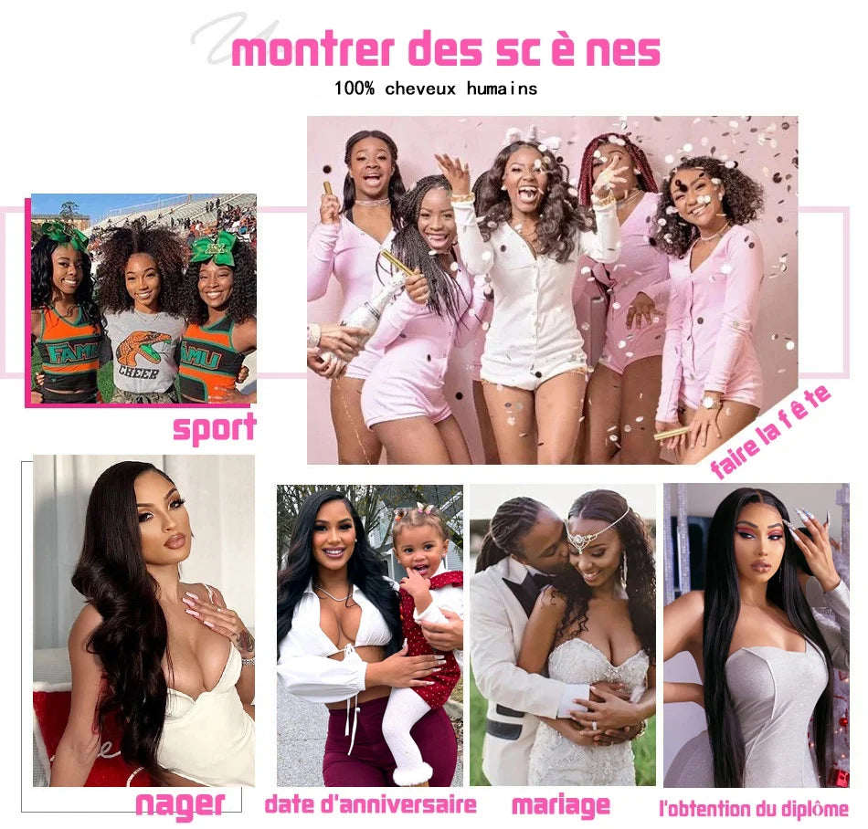 Perruque Deep Wave Lace Wig sans colle, perruques de cheveux humains, pre-cut, Prêt à porter, Wear and Go, 6x4, 5x5