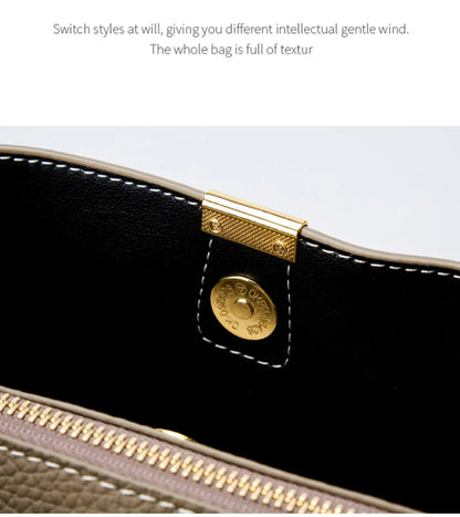 Hifashion 100% vache en cuir véritable seau épaule sacs à bandoulière pour femmes 2025 luxe concepteur large sangle fourre-tout dames sacs à main