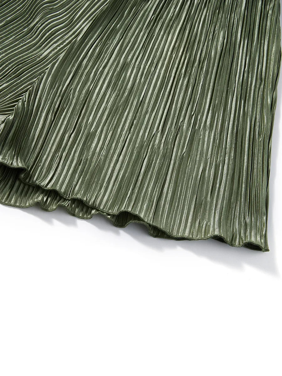 Ensemble de vêtements décontractés pour femmes, chemise froncée à manches longues, boutonnée et short, 2 pièces