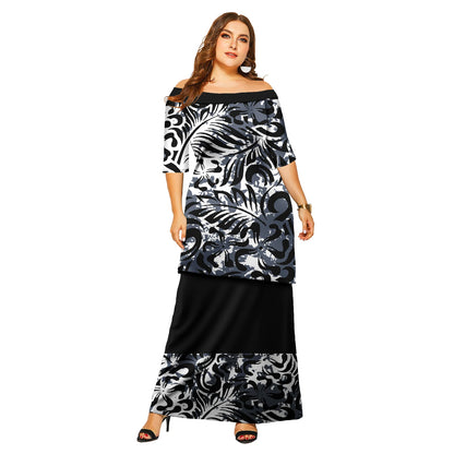 Tapa Tribal Design Tongan Puletasi Ensembles Robe Polynésienne Samoan Grande Taille Femmes Ensemble Deux Pièces