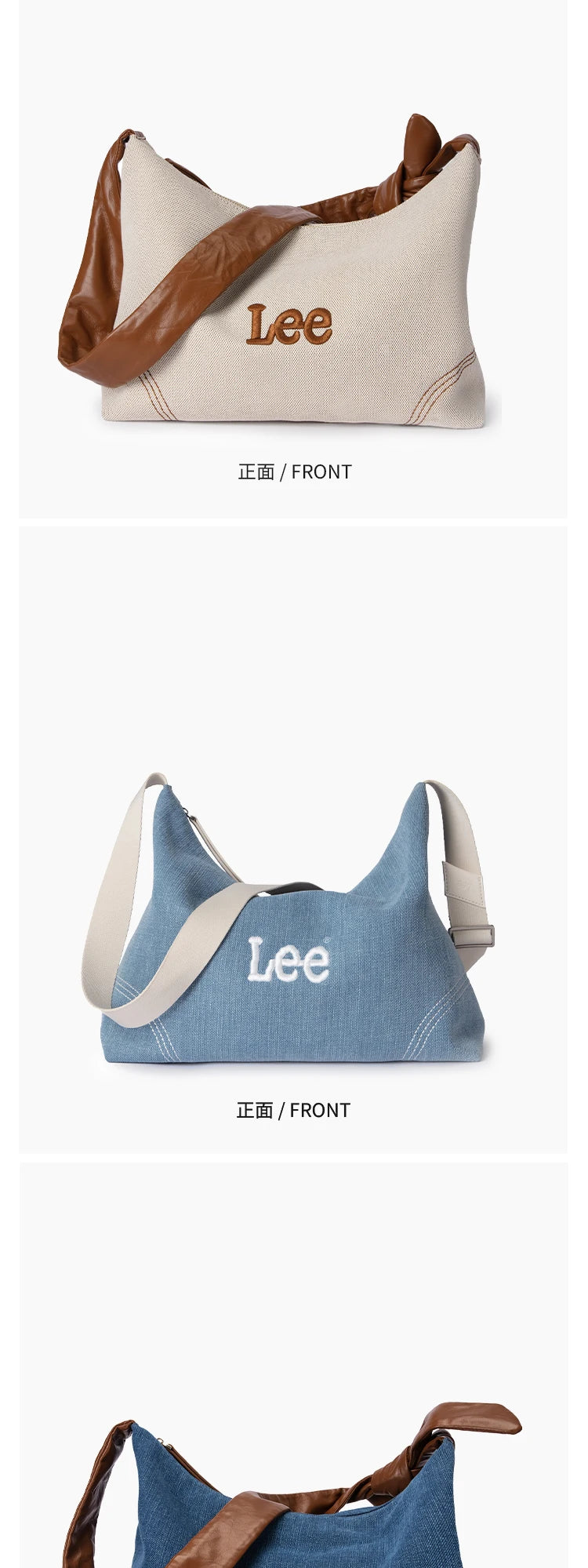 LEE femmes minimalisme Hobo Denim bleu une épaule oreiller sac dames jean doux large en cuir bretelles sacs à bandoulière