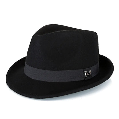Hommes hiver épais chaud feutre Fedora chapeaux laine Gentleman Jazz casquette homburg mâle classique à bord étroit chapeau haut-de-forme