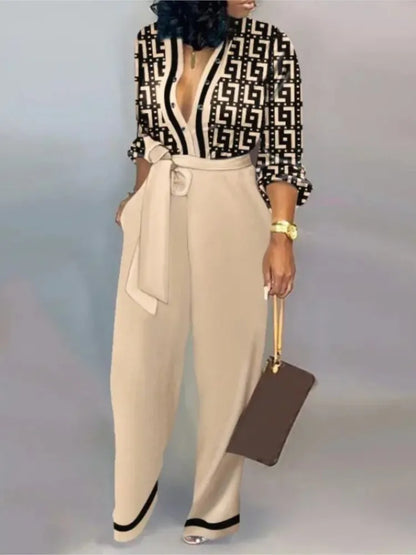 Femmes mode lettre imprimer à manches longues combinaison printemps bouton une pièce salopette Streetwear automne élégant bureau dame combishort