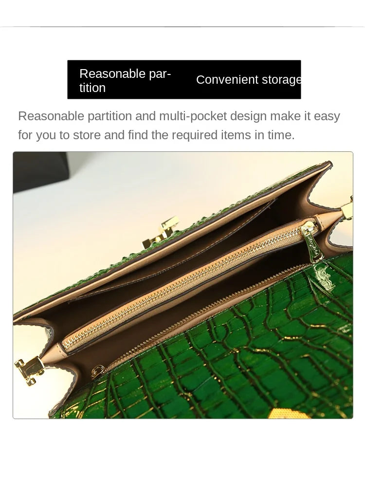 Sacs à main en cuir véritable pour femmes, marque de mode de luxe, sac à bandoulière initié, petit crocodile, carré dur, sacs de messager portables