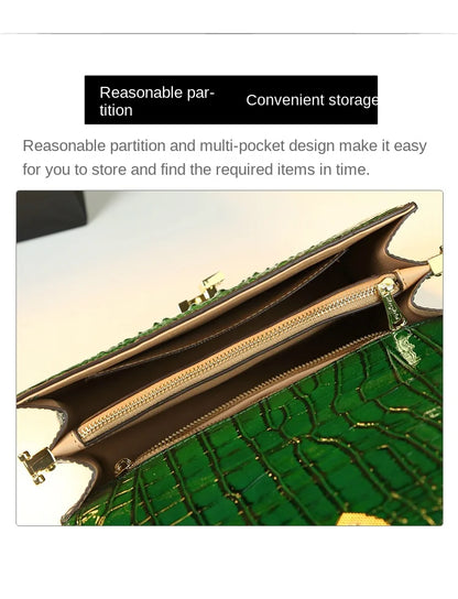 Sacs à main en cuir véritable pour femmes, marque de mode de luxe, sac à bandoulière initié, petit crocodile, carré dur, sacs de messager portables