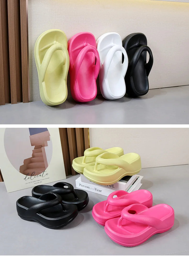 Eyriphy – tongs à plateforme pour femmes, sandales d'été à fond épais, pantoufles de plage en plein air, salle de bain, chaussures de maison, confortables, semelle souple