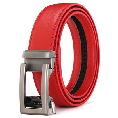 Hommes couleur rouge 3.5 cm largeur bracelet en cuir de vache haute qualité boucle automatique ceintures pour hommes marque de luxe concepteur ceintures homme B995