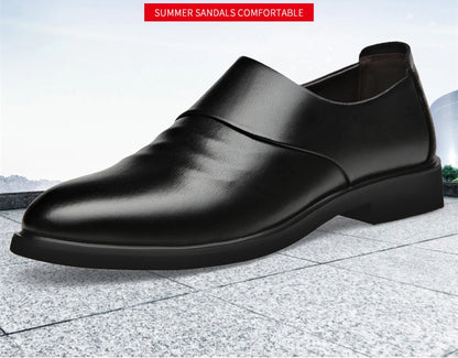 Chaussures plates en cuir véritable pour hommes, rehaussantes de 6CM, chaussures d'affaires formelles en cuir, chaussures de mariage décontractées britanniques, nouvelle collection