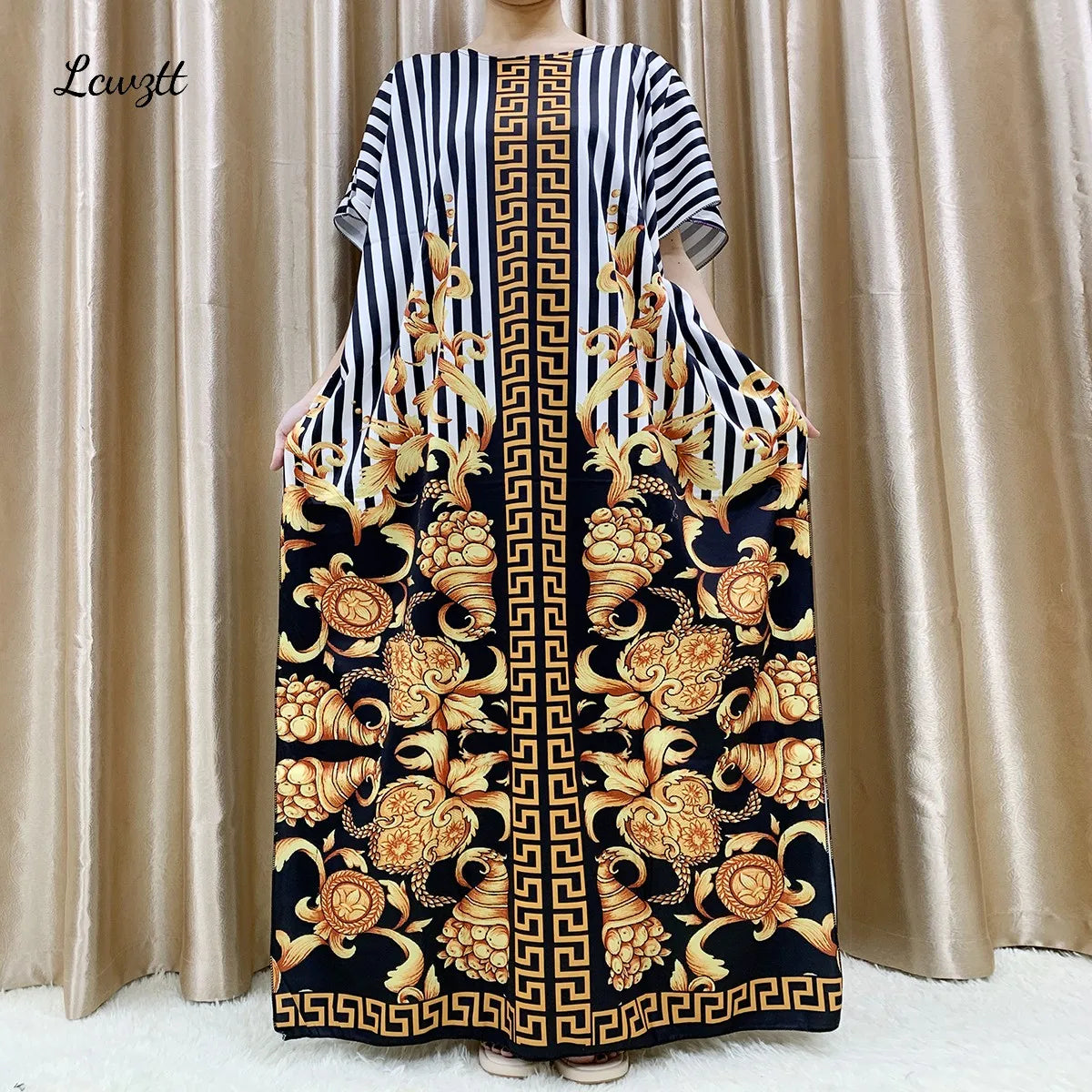 Mode nouveau Style fleur manches africain Dashiki imprimé fleuri taille ceinture coton Caftan dame été Maxi robes décontractées robes