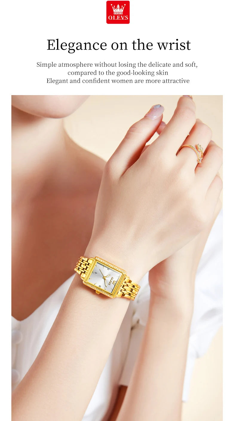 OLEVS-Montre-bracelet à quartz étanche élégante pour femme, date automatique, marque supérieure, montre originale pour femme, luxe, 9995, 2025