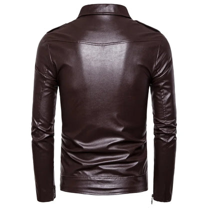 Veste en cuir PU Style motard coupe cintrée pour hommes, manteau décontracté britannique à la mode Y012, veste en cuir confortable et souple pour hommes