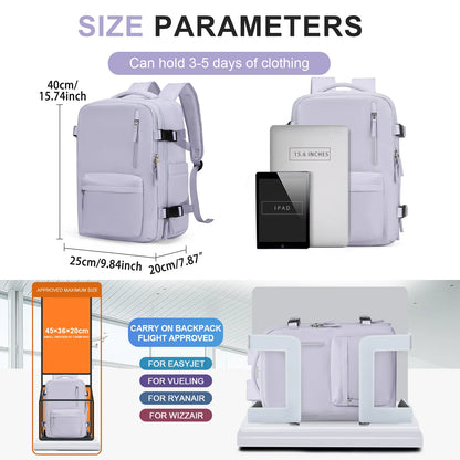 Sac à dos de voyage, sac de cabine, sac à dos Ryanair 40x20x25, sac à dos pour ordinateur portable 15,6 pouces pour hommes et femmes, sac à dos décontracté 40x28x17