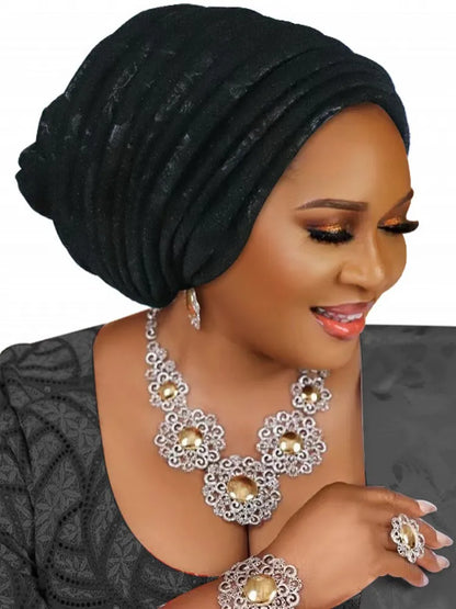 Turban Plissé pour Femme, Cravate de Sauna, ixde Mariage Africain, Nigeria, 2025