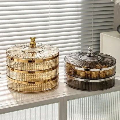 Boîte à snacks transparente multicouche, anti-poussière, acrylique, fruits secs, boîte de rangement pour bonbons et noix, salon moderne, conteneur solaire