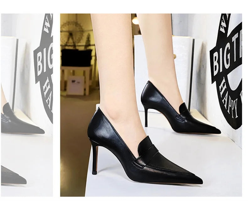 Escarpins à Talons Hauts Élégants pour Femme, Cuir Classique, Rétro, Jolie tu, Parker, Slip On, Marron, Noir, Bureau, ix, Chaussures Simples