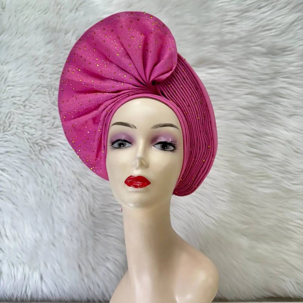 Turban de tête musulman pour femmes, Gele africain violet, casquettes déjà fabriquées, Auto Aso Oke, cravate de sauna Gele, chapeau rond pour dames, Z620-2 de fête
