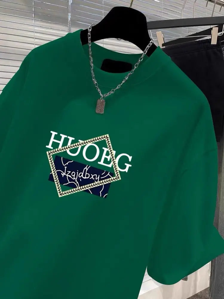 T-shirt à manches courtes en pur coton de style européen pour femmes, vêtements d'été décontractés, haut imprimé à col rond, pull basique pour femme