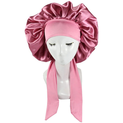 Nouveau bonnet de cheveux en Satin pour dormir, Invisible, plat, Imitation soie, rond, soins capillaires pour femmes, couvre-chef, bouton de réglage de cérémonie, chapeau de nuit