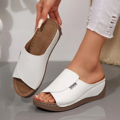 Femmes chaussons compensés été 2025 nouvelle mode pantoufles bout ouvert respirant sandales confortable boucle femme chaussures diapositives femmes