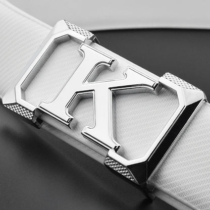 Haute qualité blanc ceinture garçon créateur de mode décontracté Coskin cuir métal boucle ceinture K lettre hommes ceinture