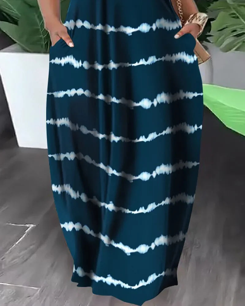 CamSolomon-Robe Longue à Manches Courtes pour Femme, Tenue Maxi Décontractée, Col Bouffant, Longueur au Sol, Nouveauté Été