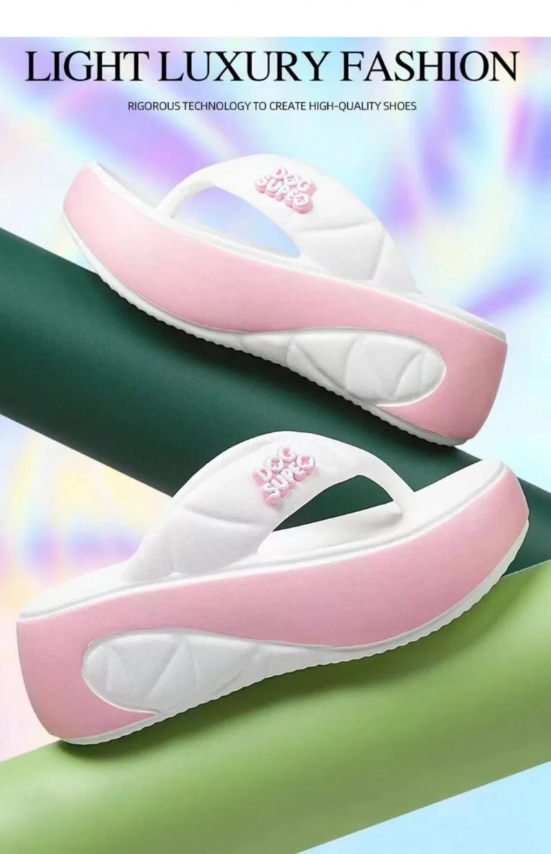 Pantoufles pour femmes mode plate-forme pantoufle été hauteur augmentant EVA pantoufle en plein air chaussures de plage décontractées pour femmes tongs