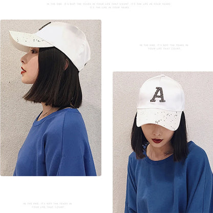 Casquette de baseball en satin brillant avec lettre R pour femmes et filles, chapeaux Snapback, sports de plein air, hip hop, soleil, printemps, été, mode