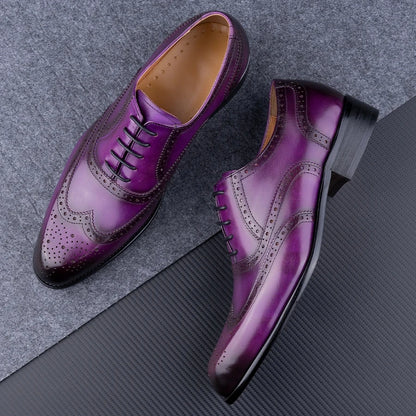 Chaussures Oxford faites à la main pour hommes, chaussures Derby à lacets, cuir véritable, élégantes, carrées, artisanat, fête de mariage, nouvelle tendance, mode