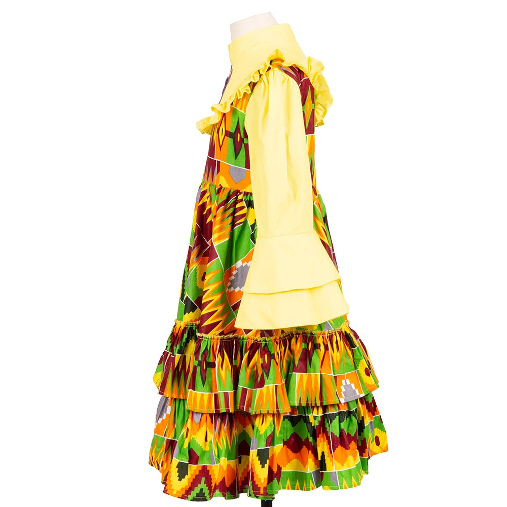 Bintarealwax-Vêtements traditionnels africains pour enfants, robes à volants pour filles, nouvelle mode, Dashiki mignon, WYT575