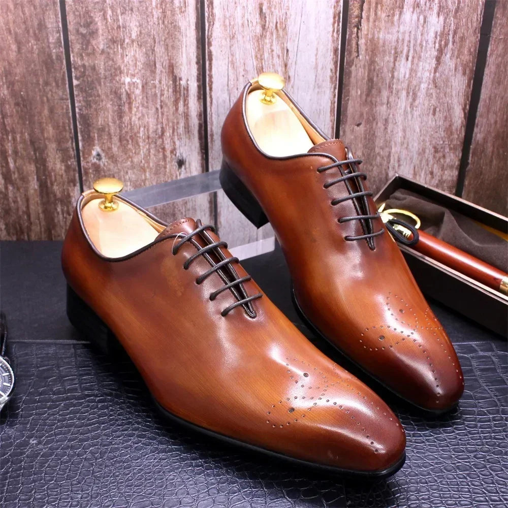 Chaussures d'affaires italiennes originales en cuir véritable faites à la main pour hommes, chaussures Derby à la mode pour marié et mariage, mocassins