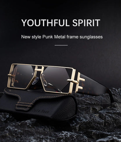 Steampunk Rectangle lunettes de Soleil Femmes Hommes 2025 De Luxe Creux En Métal Cadre Lunettes de Soleil Vintage Punk Hexagone Lunettes UV400 Nuances