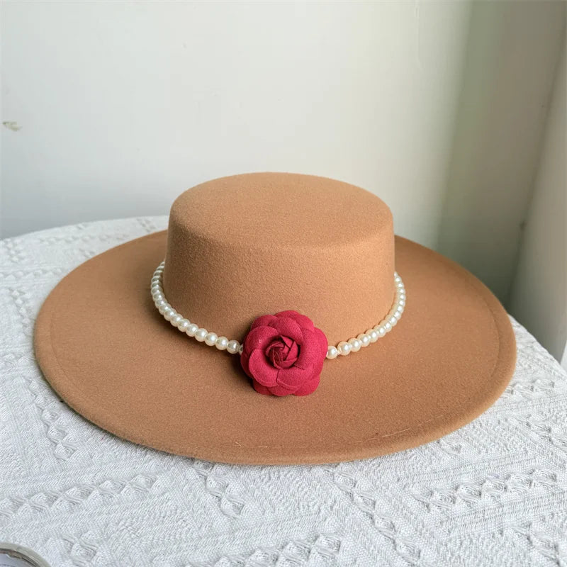 Chapeau Fedora de Style français pour femmes, chapeau en feutre à bord large de 10CM, Derby d'hiver et d'automne, chapeaux de Jazz de mariage